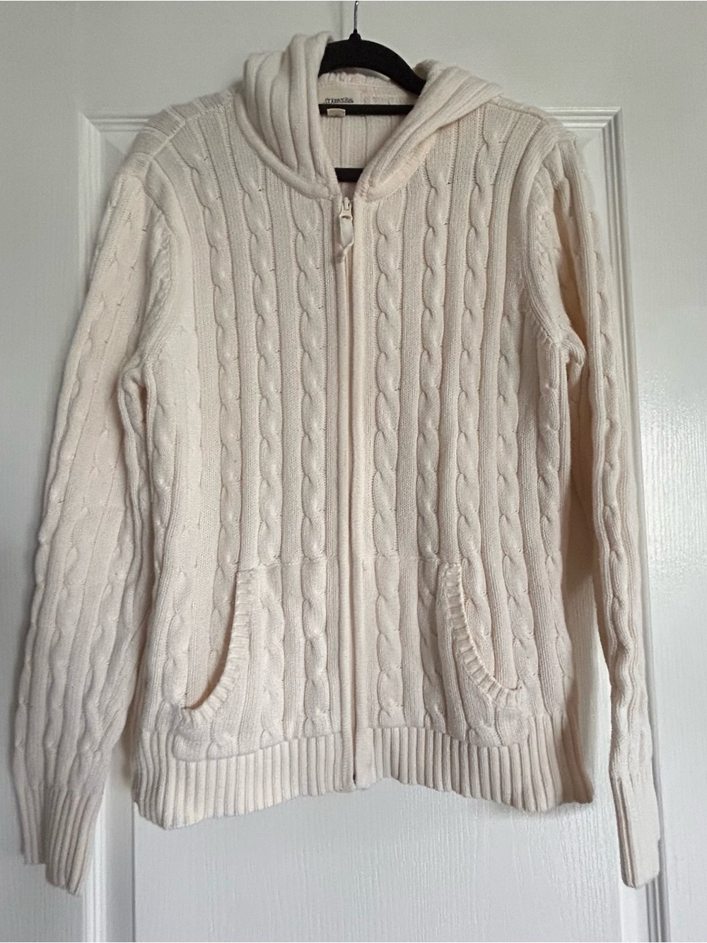 St. John's Bay Cream Cable Knit Zip Hoodie